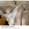 Bedsure PureWoven 100% Cotton Striped Duvet Cover Set, Queen, Tan/White | Washed Cotton, Linen-Like Texture, Breathable, Zipper Closure, Machine Washable, 3 Pieces with 2 Pillow Shams, 90″ X 90″(08 – Tan/White Stripes (No Comforter))