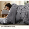 Bedsure PureWoven 100% Cotton Striped Duvet Cover Set, Queen, Tan/White | Washed Cotton, Linen-Like Texture, Breathable, Zipper Closure, Machine Washable, 3 Pieces with 2 Pillow Shams, 90″ X 90″(07 – Grey Stripes (No Comforter))