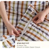Bedsure PureWoven 100% Cotton Striped Duvet Cover Set, Queen, Tan/White | Washed Cotton, Linen-Like Texture, Breathable, Zipper Closure, Machine Washable, 3 Pieces with 2 Pillow Shams, 90″ X 90″(15 – Warm Gingham (No Comforter))