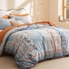 Bedsure PureWoven 100% Cotton Striped Duvet Cover Set, Queen, Tan/White | Washed Cotton, Linen-Like Texture, Breathable, Zipper Closure, Machine Washable, 3 Pieces with 2 Pillow Shams, 90″ X 90″(05 – Light Blue (No Comforter))