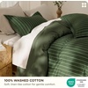 Bedsure PureWoven 100% Cotton Striped Duvet Cover Set, Queen, Tan/White | Washed Cotton, Linen-Like Texture, Breathable, Zipper Closure, Machine Washable, 3 Pieces with 2 Pillow Shams, 90″ X 90″(10 – Olive Green Stripes (No Comforter))