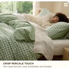 Bedsure PureWoven 100% Cotton Striped Duvet Cover Set, Queen, Tan/White | Washed Cotton, Linen-Like Texture, Breathable, Zipper Closure, Machine Washable, 3 Pieces with 2 Pillow Shams, 90″ X 90″(12 – Sage Green Gingham (No Comforter))