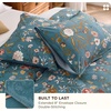 Bedsure PureWoven 100% Cotton Striped Duvet Cover Set, Queen, Tan/White | Washed Cotton, Linen-Like Texture, Breathable, Zipper Closure, Machine Washable, 3 Pieces with 2 Pillow Shams, 90″ X 90″(16 – Vintage Teal Floral (No Comforter))