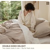 Bedsure PureWoven 100% Cotton Striped Duvet Cover Set, Queen, Tan/White | Washed Cotton, Linen-Like Texture, Breathable, Zipper Closure, Machine Washable, 3 Pieces with 2 Pillow Shams, 90″ X 90″(08 – Tan/White Stripes (No Comforter))