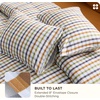 Bedsure PureWoven 100% Cotton Striped Duvet Cover Set, Queen, Tan/White | Washed Cotton, Linen-Like Texture, Breathable, Zipper Closure, Machine Washable, 3 Pieces with 2 Pillow Shams, 90″ X 90″(15 – Warm Gingham (No Comforter))