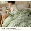 Bedsure PureWoven 100% Cotton Striped Duvet Cover Set, Queen, Tan/White | Washed Cotton, Linen-Like Texture, Breathable, Zipper Closure, Machine Washable, 3 Pieces with 2 Pillow Shams, 90″ X 90″(12 – Sage Green Gingham (No Comforter))