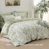 Bedsure PureWoven 100% Cotton Striped Duvet Cover Set, Queen, Tan/White | Washed Cotton, Linen-Like Texture, Breathable, Zipper Closure, Machine Washable, 3 Pieces with 2 Pillow Shams, 90″ X 90″(04 – Desert Sage (No Comforter))