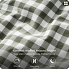 Bedsure PureWoven Gingham Sheets 100% Washed Cotton Queen, Brown, 6PCS | Linen-Like Percale Sheets, Breathable & Relaxed, 18″ Deep Pocket, Rustic Minimalist Farmhouse Checkered Yarn-Dyed Plaid(Gingham Olive Green)
