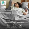 Bedsure PureWoven Gingham Sheets 100% Washed Cotton Queen, Brown, 6PCS | Linen-Like Percale Sheets, Breathable & Relaxed, 18″ Deep Pocket, Rustic Minimalist Farmhouse Checkered Yarn-Dyed Plaid(Grey)
