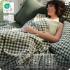Bedsure PureWoven Gingham Sheets 100% Washed Cotton Queen, Brown, 6PCS | Linen-Like Percale Sheets, Breathable & Relaxed, 18″ Deep Pocket, Rustic Minimalist Farmhouse Checkered Yarn-Dyed Plaid(Gingham Olive Green)