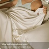 Bedsure PureWoven Organically Grown Bamboo Viscose King Size Sheets Set | Cooling Bed Sheets for Hot Sleepers, 18″ Deep Pocket with Corner Straps, Luxury Silky Soft, Breathable, OCS & Oeko-Tex, White(02 – Beige)