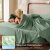 Bedsure PureWoven Organically Grown Bamboo Viscose King Size Sheets Set | Cooling Bed Sheets for Hot Sleepers, 18″ Deep Pocket with Corner Straps, Luxury Silky Soft, Breathable, OCS & Oeko-Tex, White(07 – Sage Green)