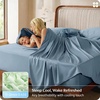Bedsure PureWoven Organically Grown Bamboo Viscose King Size Sheets Set | Cooling Bed Sheets for Hot Sleepers, 18″ Deep Pocket with Corner Straps, Luxury Silky Soft, Breathable, OCS & Oeko-Tex, White(04 – Mineral Blue)