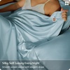 Bedsure PureWoven Organically Grown Bamboo Viscose King Size Sheets Set | Cooling Bed Sheets for Hot Sleepers, 18″ Deep Pocket with Corner Straps, Luxury Silky Soft, Breathable, OCS & Oeko-Tex, White(10 – Light Blue)