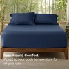 Bedsure PureWoven Queen Fitted Sheet Qnly, 100% Rayon Derived from Bamboo | Cooling Bottom Sheet for Hot Sleepers, Breathable & Soft, Deep Pocket Up to 18″, Secure Elastic Corner Straps, Grey(Navy)