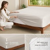 Bedsure PureWoven Queen Fitted Sheet Qnly, 100% Rayon Derived from Bamboo | Cooling Bottom Sheet for Hot Sleepers, Breathable & Soft, Deep Pocket Up to 18″, Secure Elastic Corner Straps, Grey(Beige)