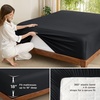 Bedsure PureWoven Queen Fitted Sheet Qnly, 100% Rayon Derived from Bamboo | Cooling Bottom Sheet for Hot Sleepers, Breathable & Soft, Deep Pocket Up to 18″, Secure Elastic Corner Straps, Grey(Black)