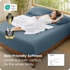 Bedsure PureWoven Queen Fitted Sheet Qnly, 100% Rayon Derived from Bamboo | Cooling Bottom Sheet for Hot Sleepers, Breathable & Soft, Deep Pocket Up to 18″, Secure Elastic Corner Straps, Grey(Dusty Blue)