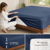 Bedsure PureWoven Queen Fitted Sheet Qnly, 100% Rayon Derived from Bamboo | Cooling Bottom Sheet for Hot Sleepers, Breathable & Soft, Deep Pocket Up to 18″, Secure Elastic Corner Straps, Grey(Navy)