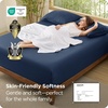 Bedsure PureWoven Queen Fitted Sheet Qnly, 100% Rayon Derived from Bamboo | Cooling Bottom Sheet for Hot Sleepers, Breathable & Soft, Deep Pocket Up to 18″, Secure Elastic Corner Straps, Grey(Navy)