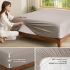 Bedsure PureWoven Queen Fitted Sheet Qnly, 100% Rayon Derived from Bamboo | Cooling Bottom Sheet for Hot Sleepers, Breathable & Soft, Deep Pocket Up to 18″, Secure Elastic Corner Straps, Grey(Taupe)