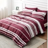 Bedsure Queen Comforter Set 7 Pieces, Grey Striped Bedding Set for All Seasons, Reversible, Cationic Dyeing Bed in a Bag with Comforter, Sheets, Pillowcases & Shams(10 – Burgundy)