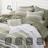 Bedsure Queen Comforter Set 7 Pieces, Grey Striped Bedding Set for All Seasons, Reversible, Cationic Dyeing Bed in a Bag with Comforter, Sheets, Pillowcases & Shams(04 – Olive Green)