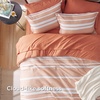 Bedsure Queen Comforter Set 7 Pieces, Grey Striped Bedding Set for All Seasons, Reversible, Cationic Dyeing Bed in a Bag with Comforter, Sheets, Pillowcases & Shams(12 – Burnt Orange)