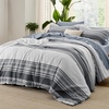 Bedsure Queen Comforter Set 7 Pieces, Grey Striped Bedding Set for All Seasons, Reversible, Cationic Dyeing Bed in a Bag with Comforter, Sheets, Pillowcases & Shams(21 – Dark Grey)
