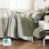 Bedsure Queen Comforter Set 7 Pieces, Grey Striped Bedding Set for All Seasons, Reversible, Cationic Dyeing Bed in a Bag with Comforter, Sheets, Pillowcases & Shams(04 – Olive Green)