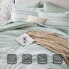 Bedsure Queen Comforter Set 7 Pieces, Grey Striped Bedding Set for All Seasons, Reversible, Cationic Dyeing Bed in a Bag with Comforter, Sheets, Pillowcases & Shams(03 – Sage Green)