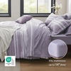 Bedsure Queen Comforter Set 7 Pieces, Grey Striped Bedding Set for All Seasons, Reversible, Cationic Dyeing Bed in a Bag with Comforter, Sheets, Pillowcases & Shams(09 – Purple)