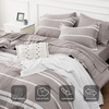Bedsure Queen Comforter Set 7 Pieces, Grey Striped Bedding Set for All Seasons, Reversible, Cationic Dyeing Bed in a Bag with Comforter, Sheets, Pillowcases & Shams(14 – Taupe)