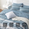 Bedsure Queen Comforter Set 7 Pieces, Grey Striped Bedding Set for All Seasons, Reversible, Cationic Dyeing Bed in a Bag with Comforter, Sheets, Pillowcases & Shams(13 – Grey Blue)