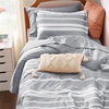 Bedsure Queen Comforter Set 7 Pieces, Grey Striped Bedding Set for All Seasons, Reversible, Cationic Dyeing Bed in a Bag with Comforter, Sheets, Pillowcases & Shams(01 – Grey)