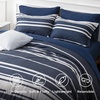 Bedsure Queen Comforter Set 7 Pieces, Grey Striped Bedding Set for All Seasons, Reversible, Cationic Dyeing Bed in a Bag with Comforter, Sheets, Pillowcases & Shams(05 – Navy)