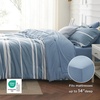 Bedsure Queen Comforter Set 7 Pieces, Grey Striped Bedding Set for All Seasons, Reversible, Cationic Dyeing Bed in a Bag with Comforter, Sheets, Pillowcases & Shams(13 – Grey Blue)