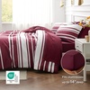 Bedsure Queen Comforter Set 7 Pieces, Grey Striped Bedding Set for All Seasons, Reversible, Cationic Dyeing Bed in a Bag with Comforter, Sheets, Pillowcases & Shams(10 – Burgundy)