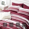 Bedsure Queen Comforter Set 7 Pieces, Grey Striped Bedding Set for All Seasons, Reversible, Cationic Dyeing Bed in a Bag with Comforter, Sheets, Pillowcases & Shams(10 – Burgundy)