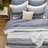 Bedsure Queen Comforter Set 7 Pieces, Grey Striped Bedding Set for All Seasons, Reversible, Cationic Dyeing Bed in a Bag with Comforter, Sheets, Pillowcases & Shams(21 – Dark Grey)