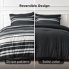 Bedsure Queen Comforter Set 7 Pieces, Grey Striped Bedding Set for All Seasons, Reversible, Cationic Dyeing Bed in a Bag with Comforter, Sheets, Pillowcases & Shams(07 – Black)