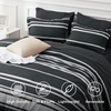 Bedsure Queen Comforter Set 7 Pieces, Grey Striped Bedding Set for All Seasons, Reversible, Cationic Dyeing Bed in a Bag with Comforter, Sheets, Pillowcases & Shams(07 – Black)