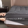 Bedsure Queen Mattress Pad – Quilted Fitted Mattress Topper Protector with 8-21 Inches Deep Pocket, Noiseless Breathable Bed Cover Padded, Machine Washable, White, 60×80 Inches(Grey)