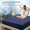 Bedsure Queen Mattress Protector, Quilted Waterproof Mattress Protector with Deep Pocket up to 22 Inches, Soft Breathable Noiseless Bed Pad Topper, Queen Bed Cover for Home, Bedroom, Hotel – White(Navy Blue)