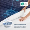 Bedsure Queen Mattress Protector, Quilted Waterproof Mattress Protector with Deep Pocket up to 22 Inches, Soft Breathable Noiseless Bed Pad Topper, Queen Bed Cover for Home, Bedroom, Hotel – White(Navy Blue)