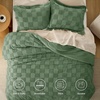 Bedsure Queen Size Comforter Set Beige, Boho Tufted Bed Set, Checkered Farmhouse-Style Distressed Vintage Bedding, 3 Pieces, 1 Plaid Geometric Comforter and 2 Pillow Shams(02 – Green – Tufted Checkboard)