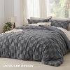 Bedsure Queen Size Comforter Set Beige, Boho Tufted Bed Set, Checkered Farmhouse-Style Distressed Vintage Bedding, 3 Pieces, 1 Plaid Geometric Comforter and 2 Pillow Shams(04 – Dark Grey – Tufted Checkboard)