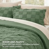 Bedsure Queen Size Comforter Set Beige, Boho Tufted Bed Set, Checkered Farmhouse-Style Distressed Vintage Bedding, 3 Pieces, 1 Plaid Geometric Comforter and 2 Pillow Shams(02 – Green – Tufted Checkboard)