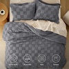 Bedsure Queen Size Comforter Set Beige, Boho Tufted Bed Set, Checkered Farmhouse-Style Distressed Vintage Bedding, 3 Pieces, 1 Plaid Geometric Comforter and 2 Pillow Shams(04 – Dark Grey – Tufted Checkboard)