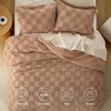 Bedsure Queen Size Comforter Set Beige, Boho Tufted Bed Set, Checkered Farmhouse-Style Distressed Vintage Bedding, 3 Pieces, 1 Plaid Geometric Comforter and 2 Pillow Shams(01 – Terracotta – Tufted Checkboard)